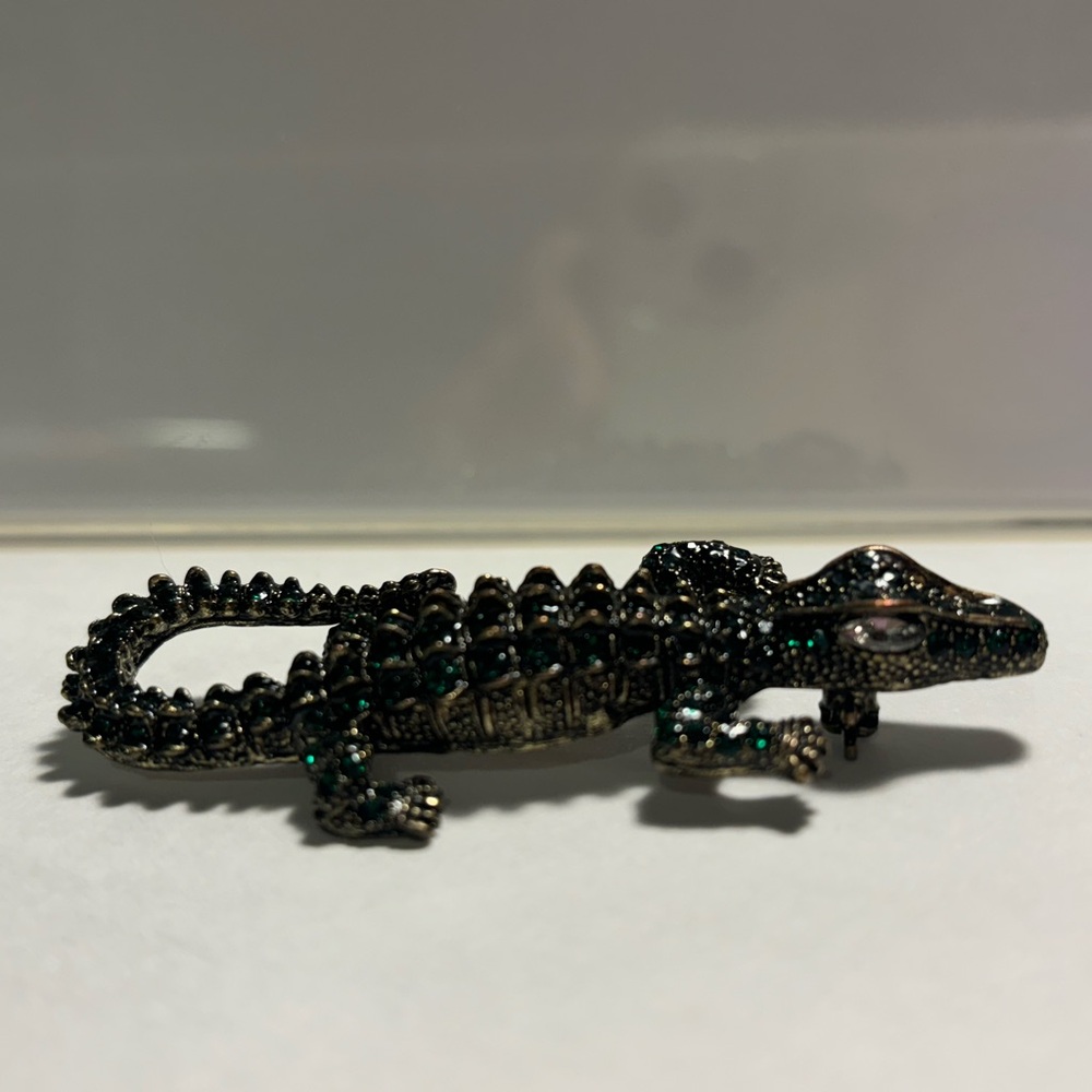 Black and Green Reptile Brooch